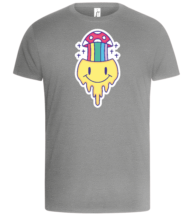 Rainbow Mushroom Smiley Design - Basic Unisex T-Shirt_ORION GREY_front