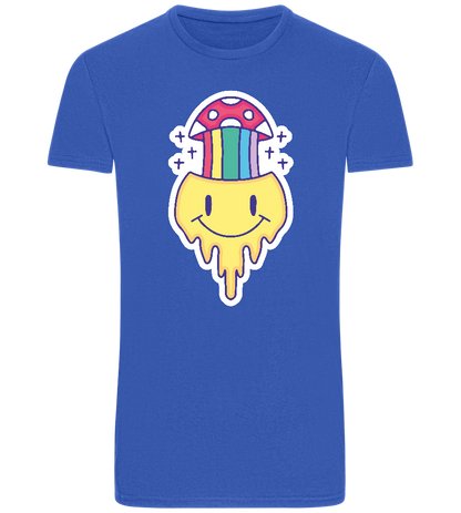 Rainbow Mushroom Smiley Design - Basic Unisex T-Shirt_ROYAL_front