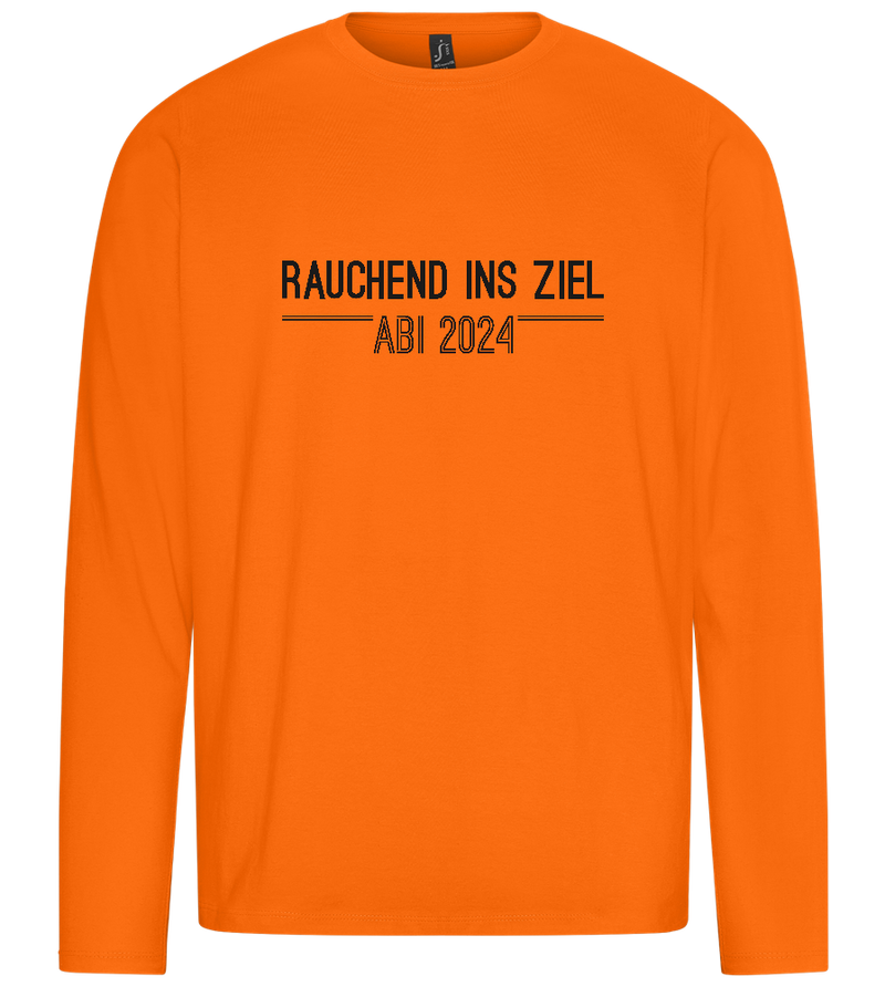 Rauchend Ins Ziel Design - Premium men's long sleeve t-shirt_ORANGE_front