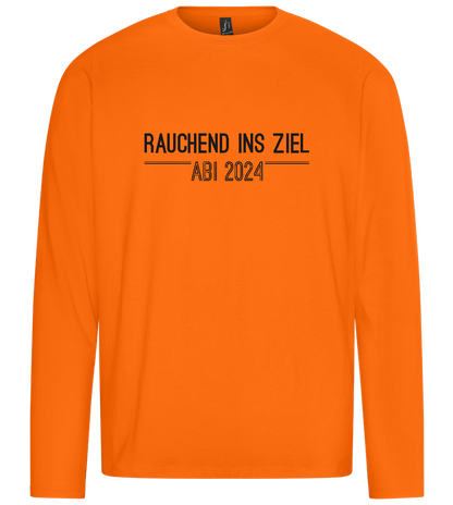 Rauchend Ins Ziel Design - Premium men's long sleeve t-shirt_ORANGE_front