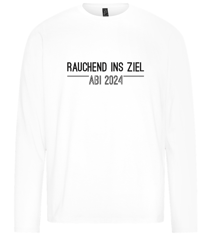 Rauchend Ins Ziel Design - Premium men's long sleeve t-shirt_WHITE_front