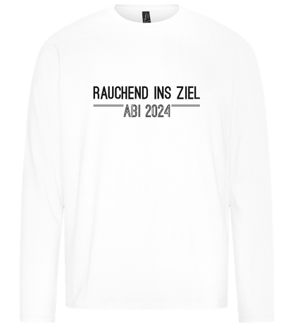 Rauchend Ins Ziel Design - Premium men's long sleeve t-shirt_WHITE_front