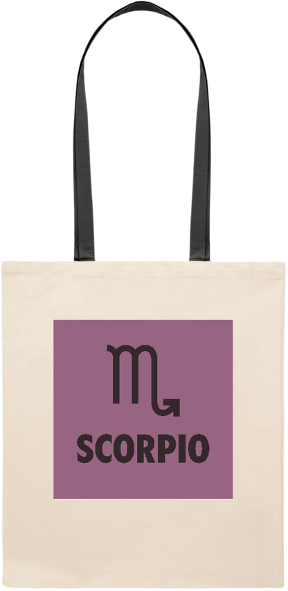 Zodiac Scorpio Design - Essential colored handle tote bag_BLACK_front