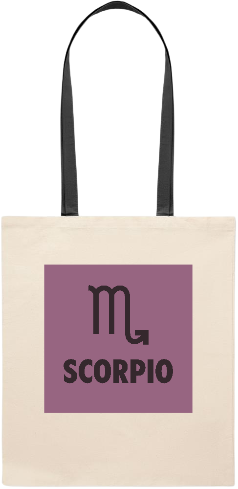 Zodiac Scorpio Design - Essential colored handle tote bag_BLACK_front