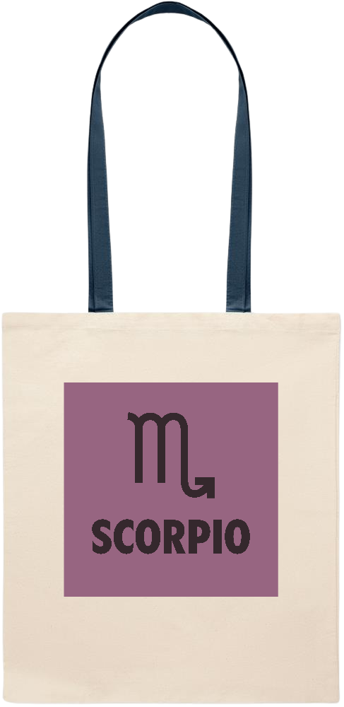 Zodiac Scorpio Design - Essential colored handle tote bag_BLUE_front