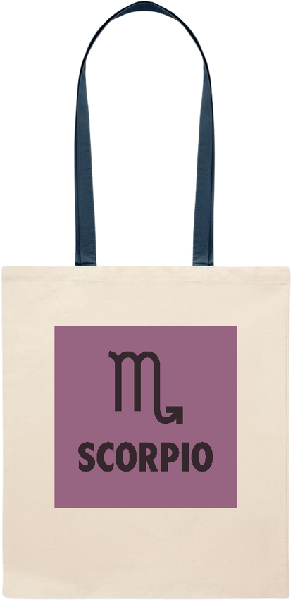 Zodiac Scorpio Design - Essential colored handle tote bag_BLUE_front