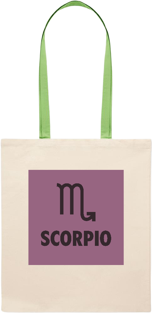 Zodiac Scorpio Design - Essential colored handle tote bag_LIME_front