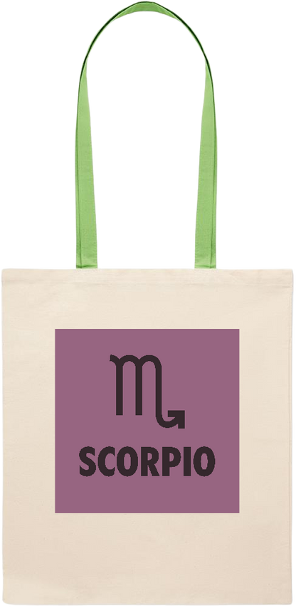 Zodiac Scorpio Design - Essential colored handle tote bag_LIME_front