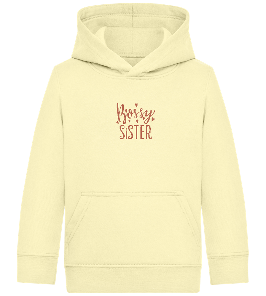 Bossy Sister Text Design - Comfort Kids Hoodie_AMARELO CLARO_front