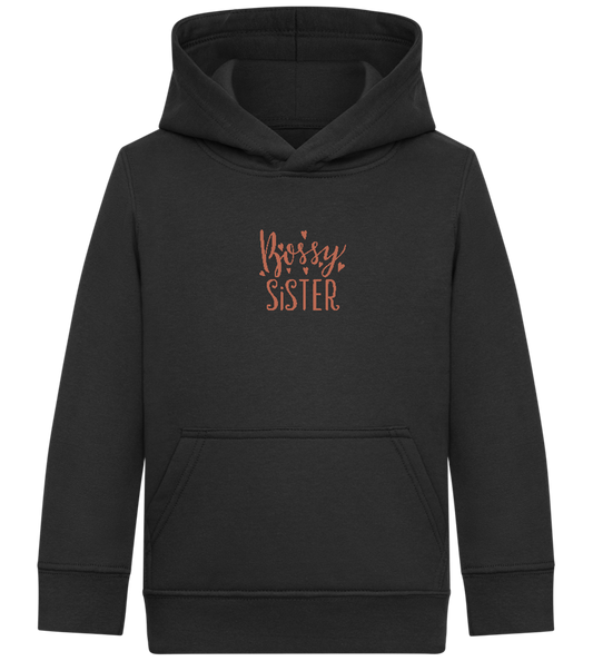 Bossy Sister Text Design - Comfort Kids Hoodie_BLACK_front