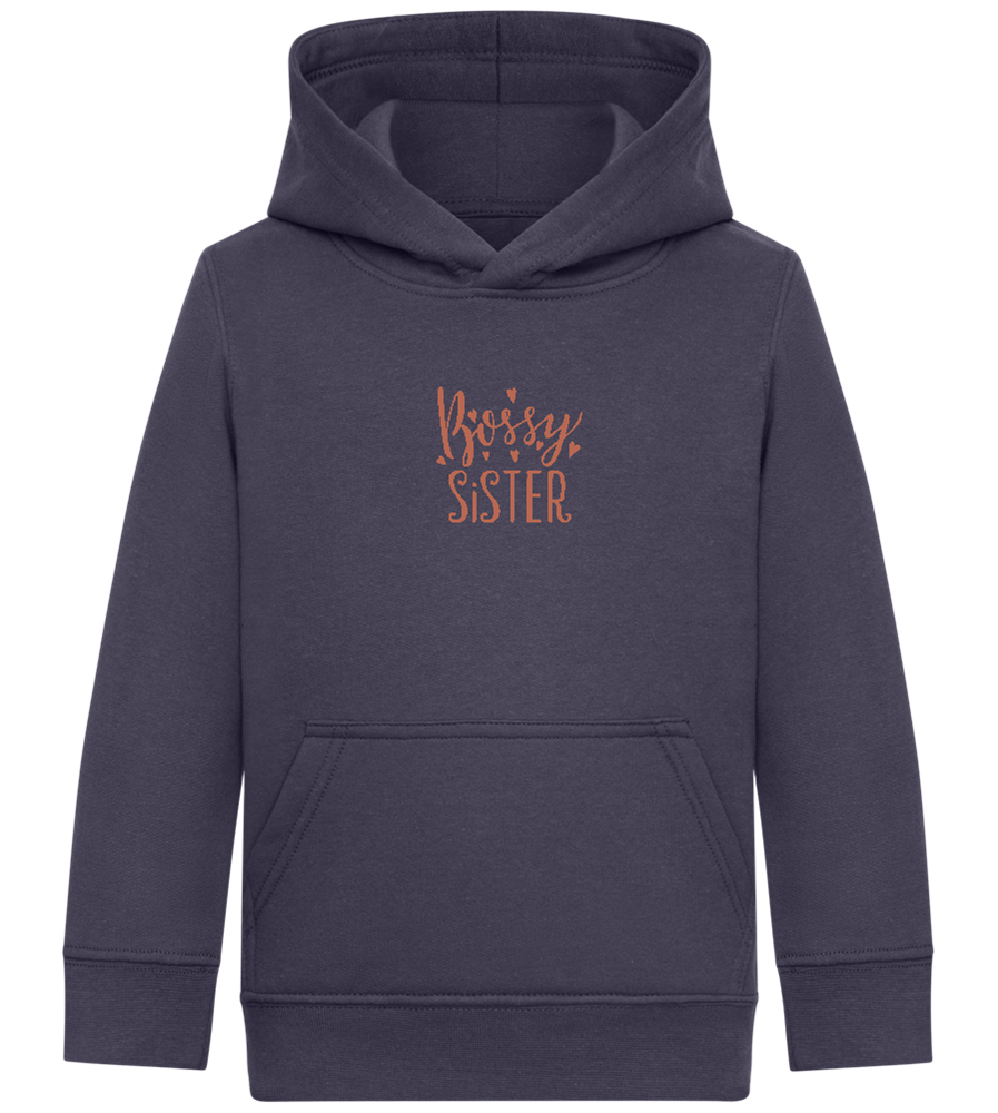 Bossy Sister Text Design - Comfort Kids Hoodie_FRENCH NAVY_front