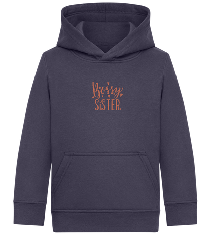 Bossy Sister Text Design - Comfort Kids Hoodie_FRENCH NAVY_front