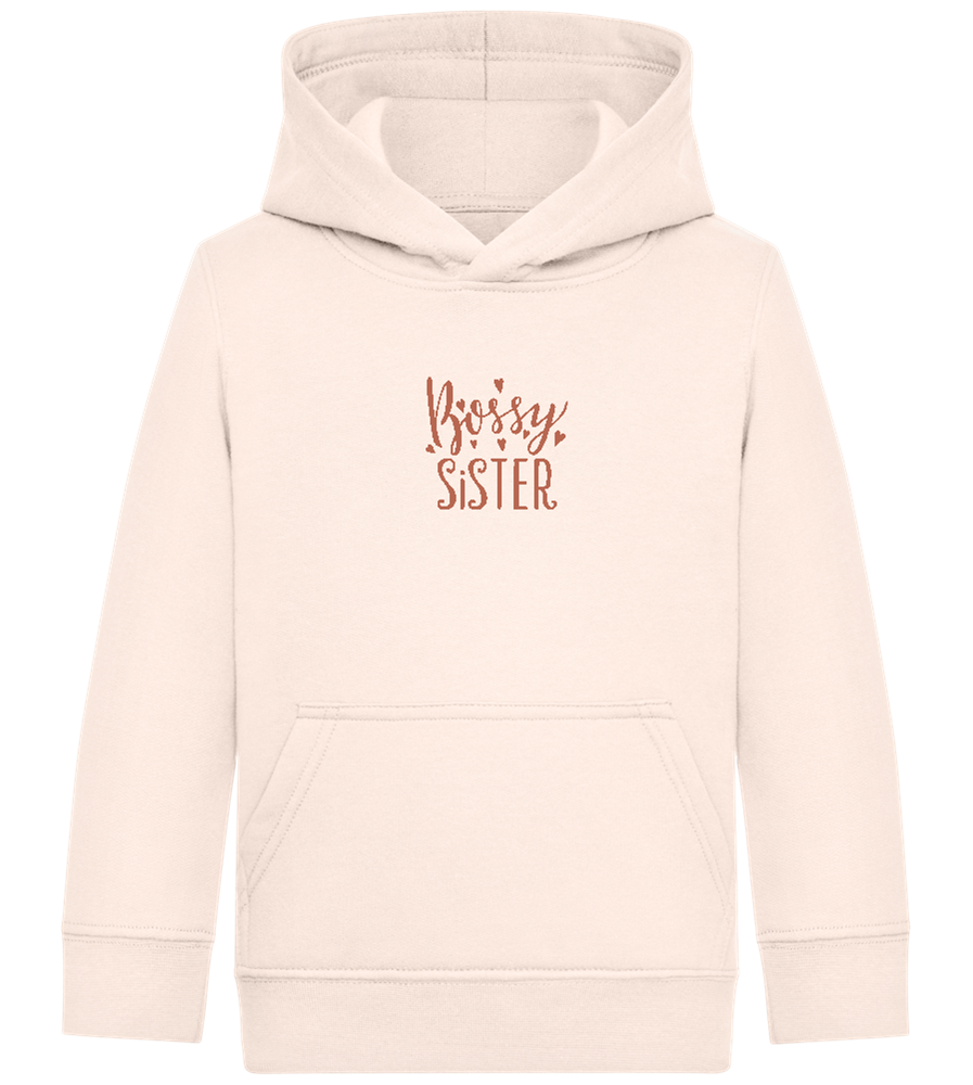 Bossy Sister Text Design - Comfort Kids Hoodie_LIGHT PEACH ROSE_front