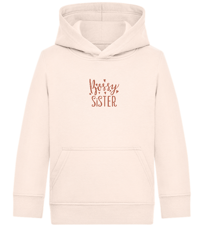 Bossy Sister Text Design - Comfort Kids Hoodie_LIGHT PEACH ROSE_front