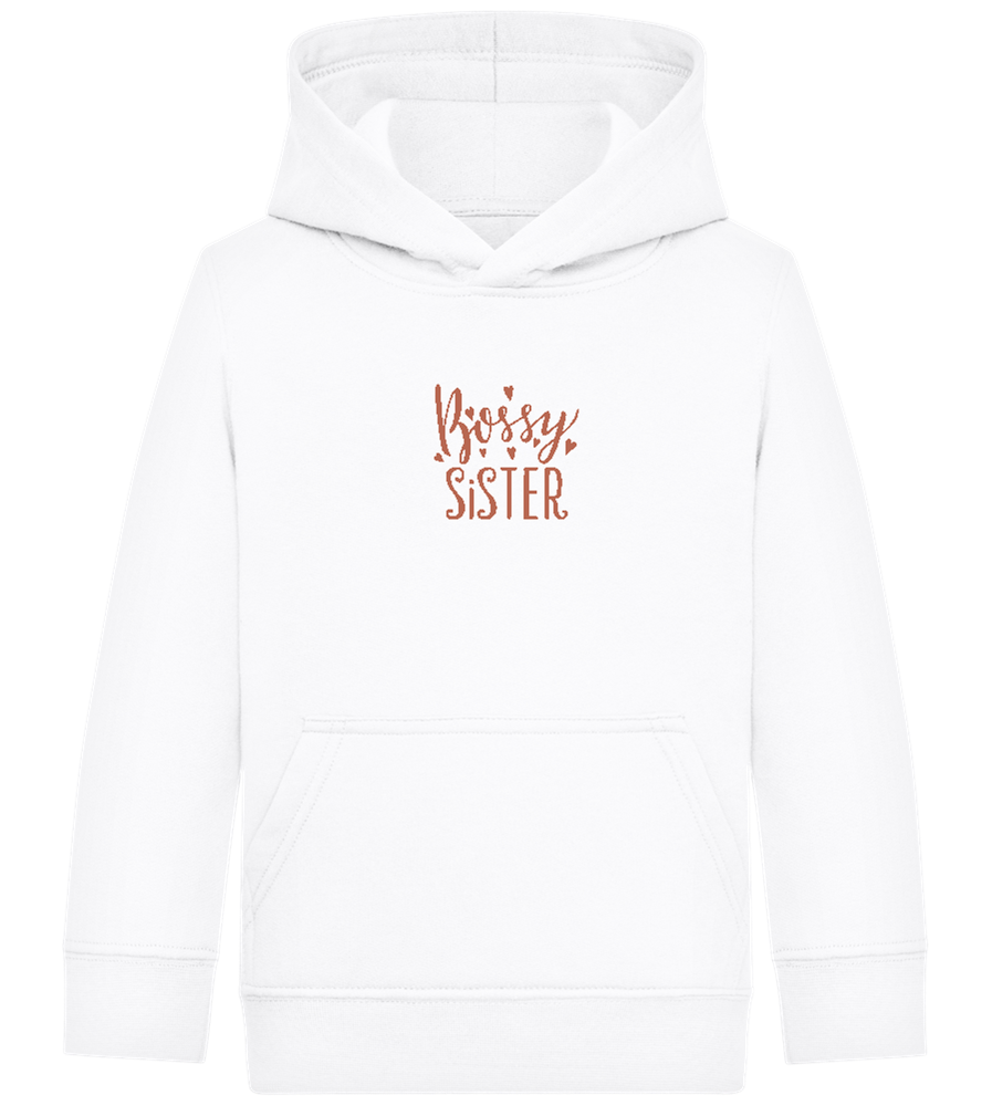 Bossy Sister Text Design - Comfort Kids Hoodie_WHITE_front