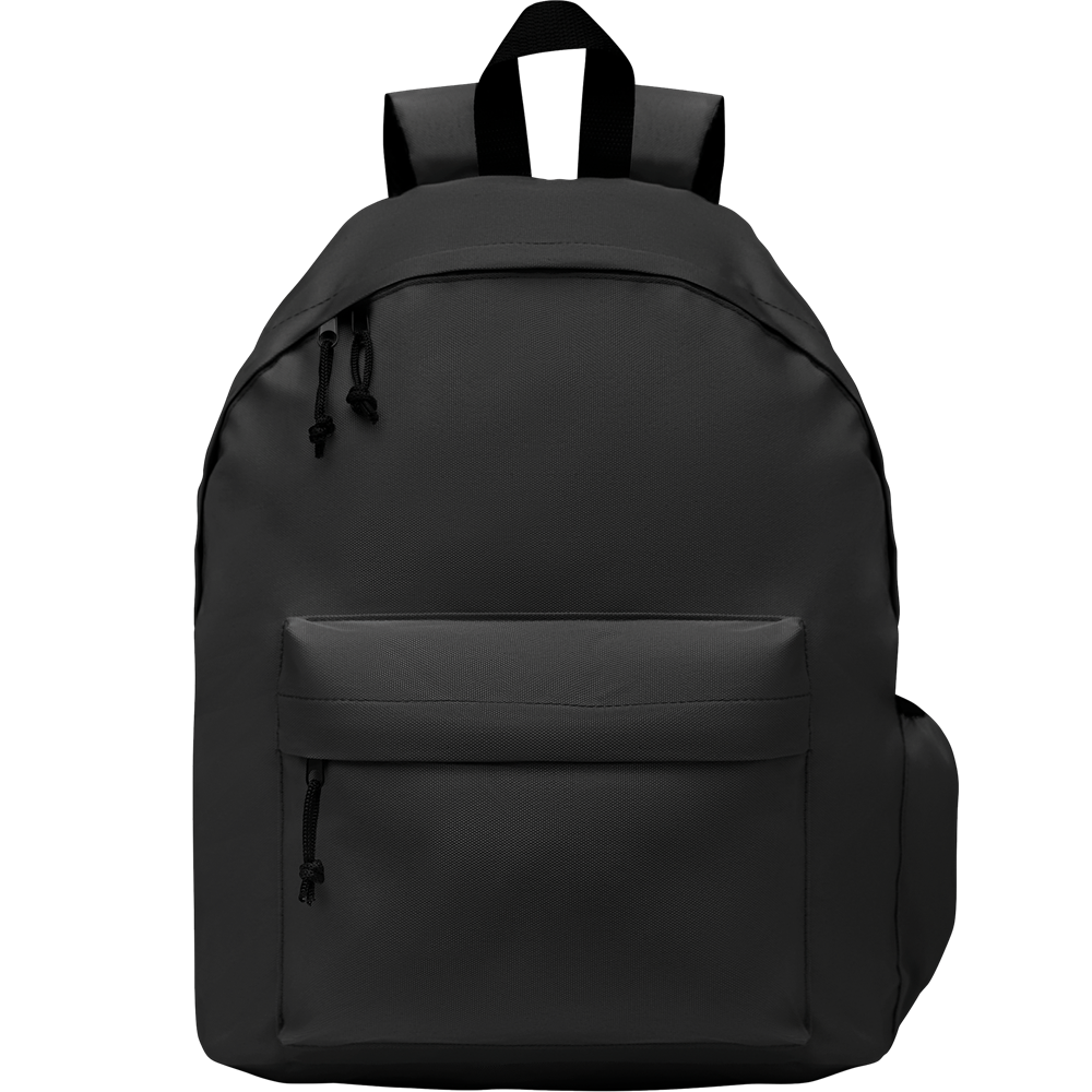 RPET Backpack with Bottle Pocket_BLACK_front