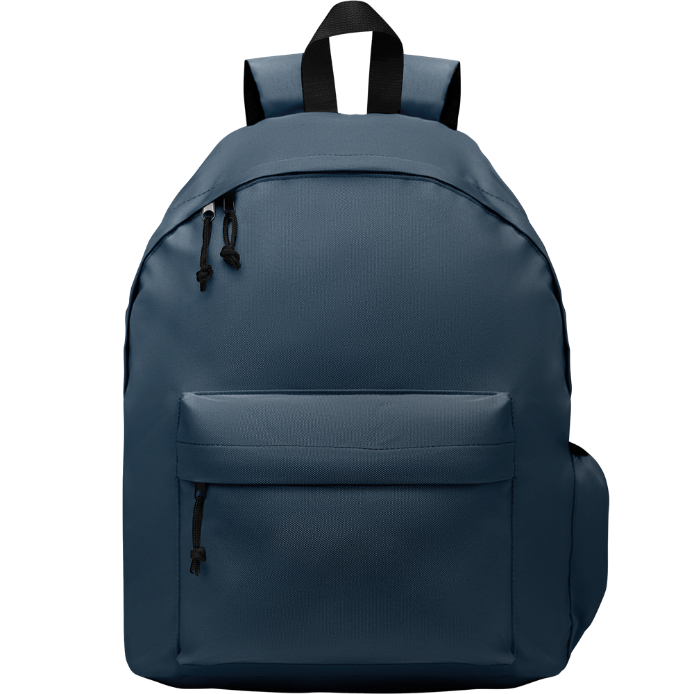 RPET Backpack with Bottle Pocket_BLUE_front