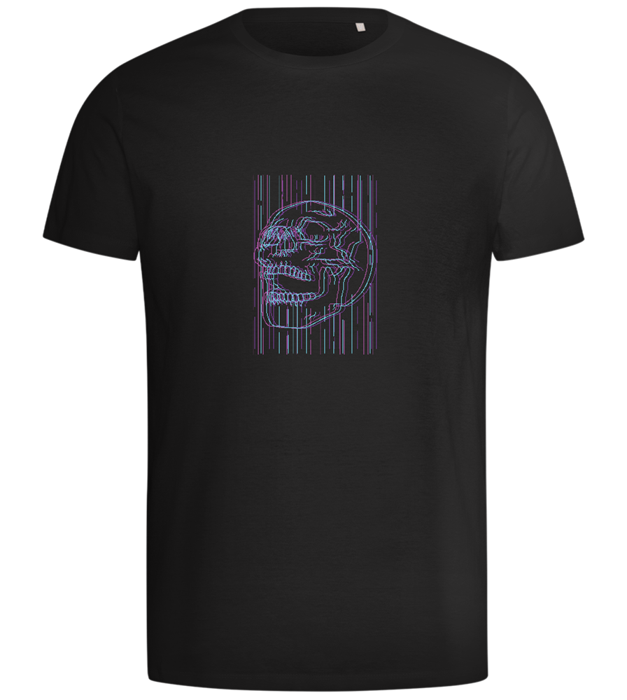 Neon Lines Skull Design - Comfort men's t-shirt_DEEP BLACK_front