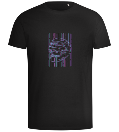 Neon Lines Skull Design - Comfort men's t-shirt_DEEP BLACK_front