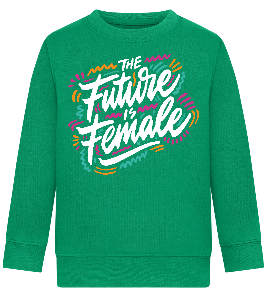 Future Is Female Design - Comfort Kids Sweater_MEADOW GREEN_front