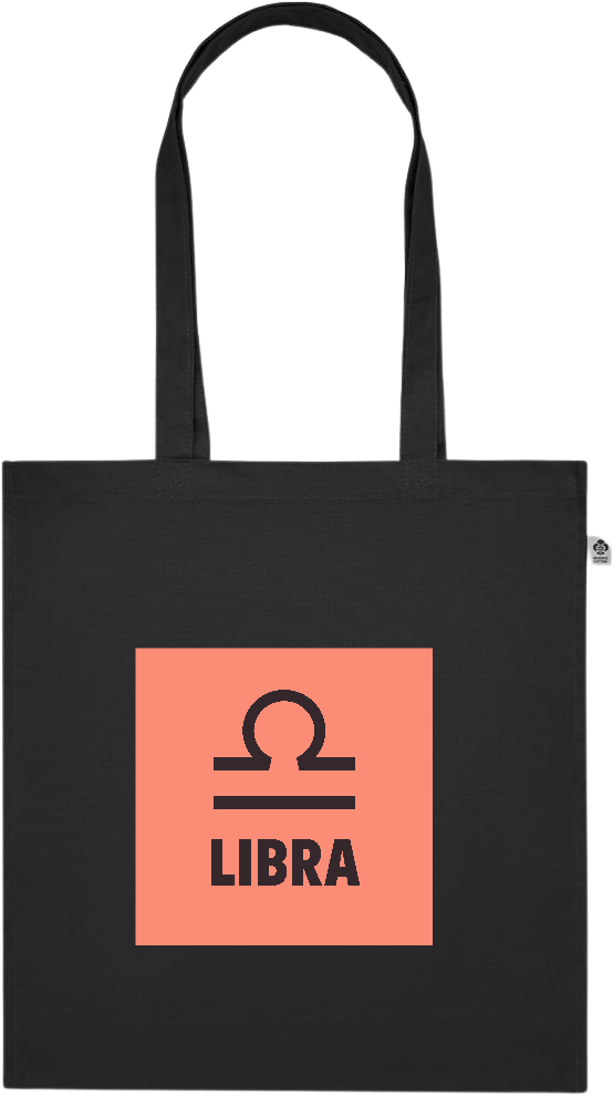 Zodiac Libra Design - Premium colored organic cotton tote bag_BLACK_front