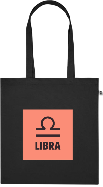 Zodiac Libra Design - Premium colored organic cotton tote bag_BLACK_front