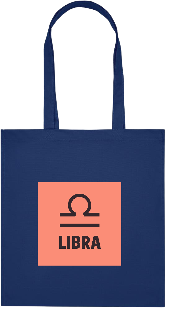 Zodiac Libra Design - Premium colored organic cotton tote bag_BLUE_front