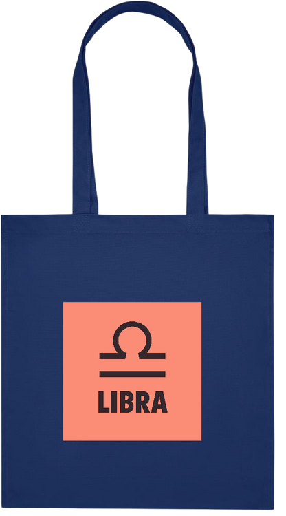 Zodiac Libra Design - Premium colored organic cotton tote bag_BLUE_front