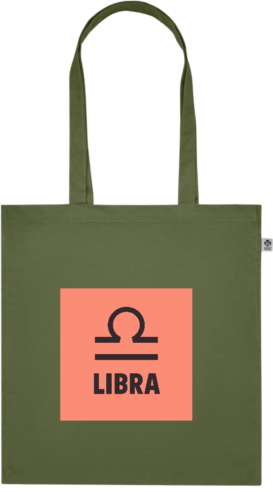 Zodiac Libra Design - Premium colored organic cotton tote bag_GREEN_front