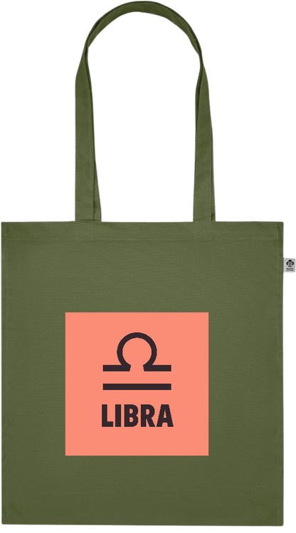 Zodiac Libra Design - Premium colored organic cotton tote bag_GREEN_front