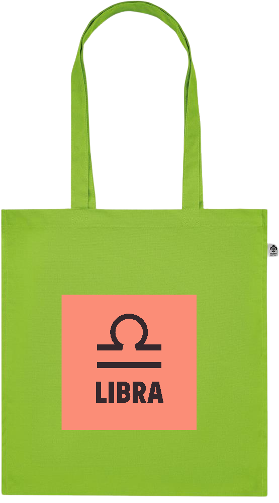 Zodiac Libra Design - Premium colored organic cotton tote bag_LIME_front