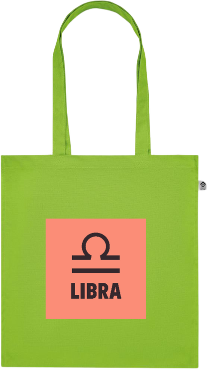 Zodiac Libra Design - Premium colored organic cotton tote bag_LIME_front