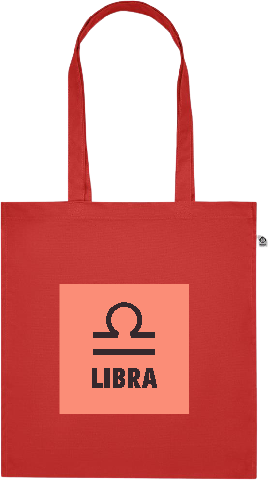 Zodiac Libra Design - Premium colored organic cotton tote bag_RED_front