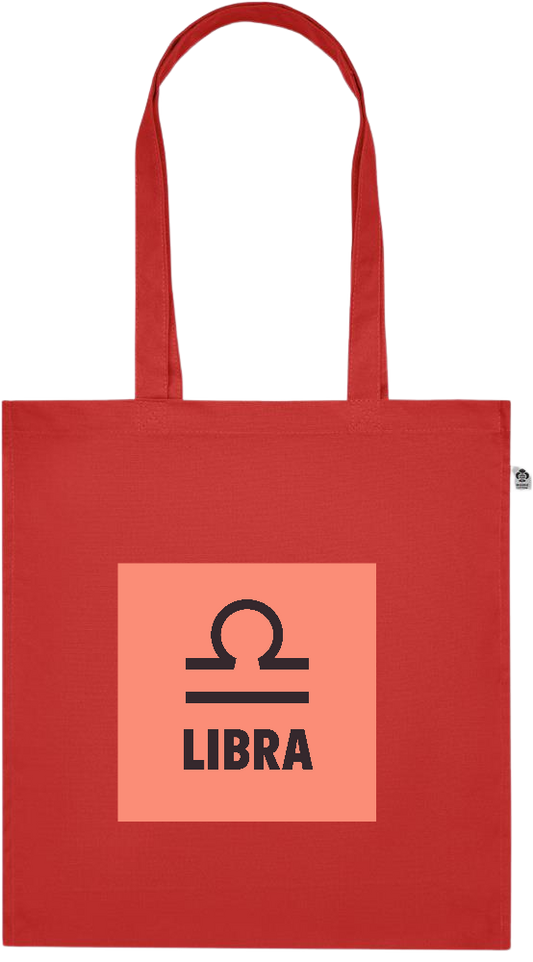 Zodiac Libra Design - Premium colored organic cotton tote bag_RED_front