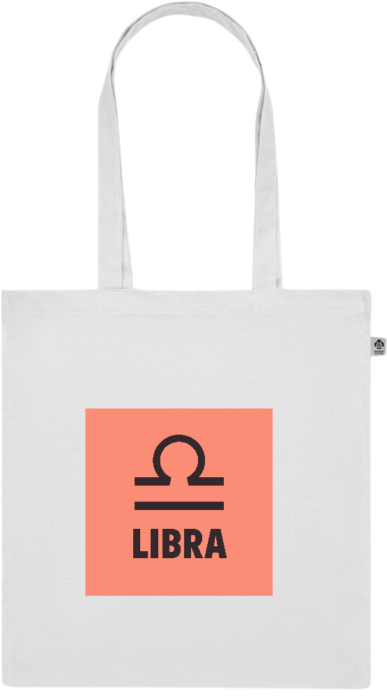 Zodiac Libra Design - Premium colored organic cotton tote bag_WHITE_front