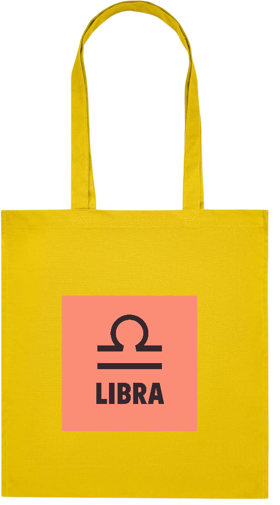 Zodiac Libra Design - Premium colored organic cotton tote bag_YELLOW_front