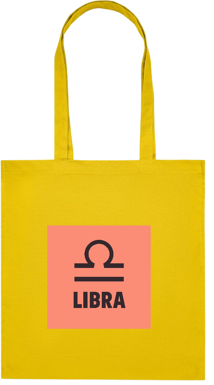 Zodiac Libra Design - Premium colored organic cotton tote bag_YELLOW_front