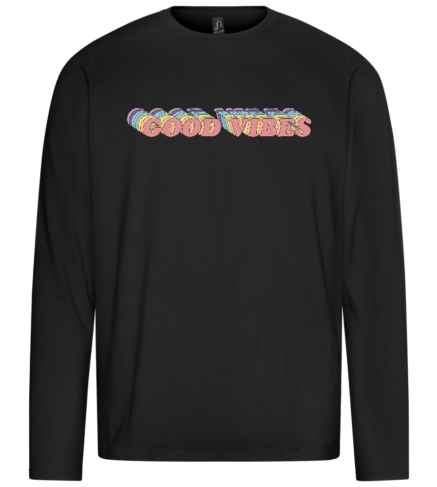 Good Vibes Rainbow Design - Premium men's long sleeve t-shirt_DEEP BLACK_front