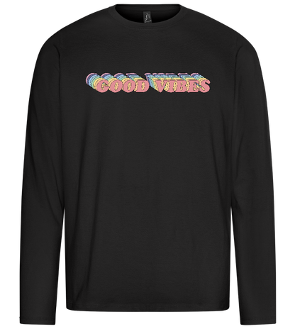 Good Vibes Rainbow Design - Premium men's long sleeve t-shirt_DEEP BLACK_front