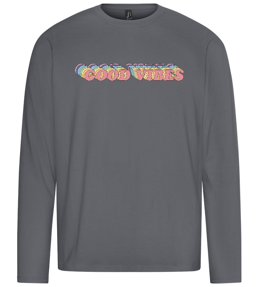 Good Vibes Rainbow Design - Premium men's long sleeve t-shirt_MOUSE GREY_front