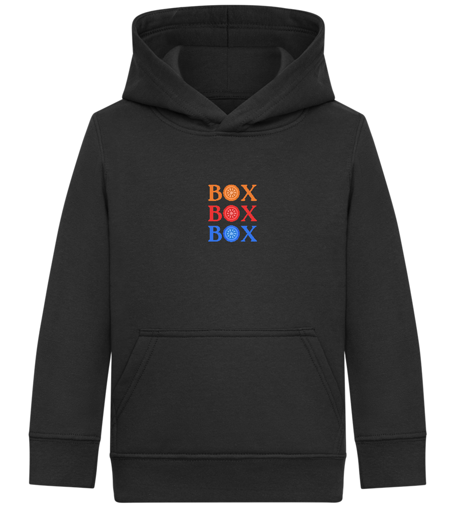 Box Box Box Design - Comfort Kids Hoodie_BLACK_front