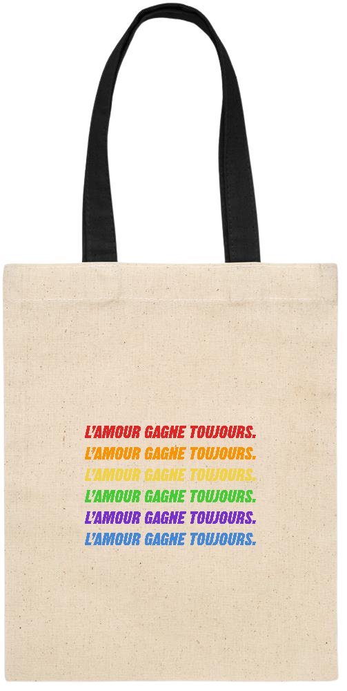 L'amour Gagne Toujours Design - Essential small colored handle gift bag_BLACK_front