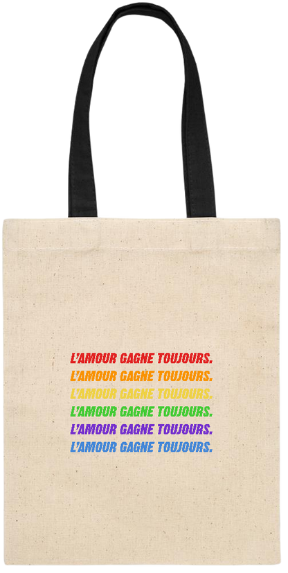 L'amour Gagne Toujours Design - Essential small colored handle gift bag_BLACK_front