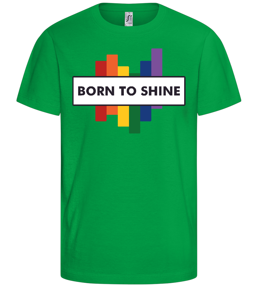 Born To Shine Rainbow Design - Basic kids t-shirt_MEADOW GREEN_front