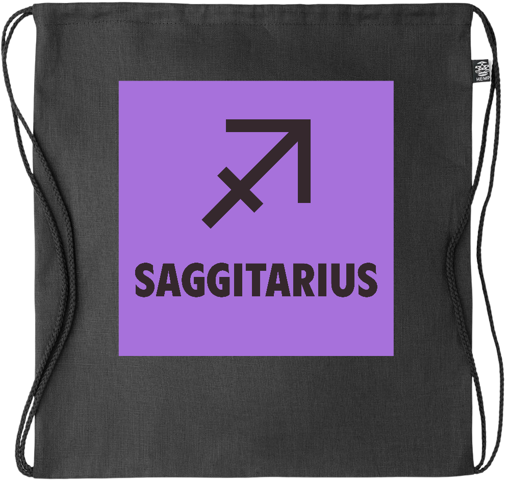 Zodiac Saggitarius Design - Premium hemp drawstring bag_BLACK_front