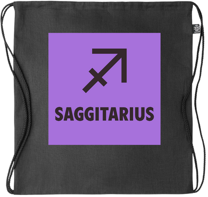 Zodiac Saggitarius Design - Premium hemp drawstring bag_BLACK_front