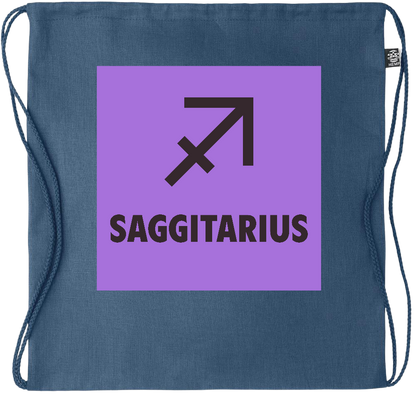 Zodiac Saggitarius Design - Premium hemp drawstring bag_BLUE_front