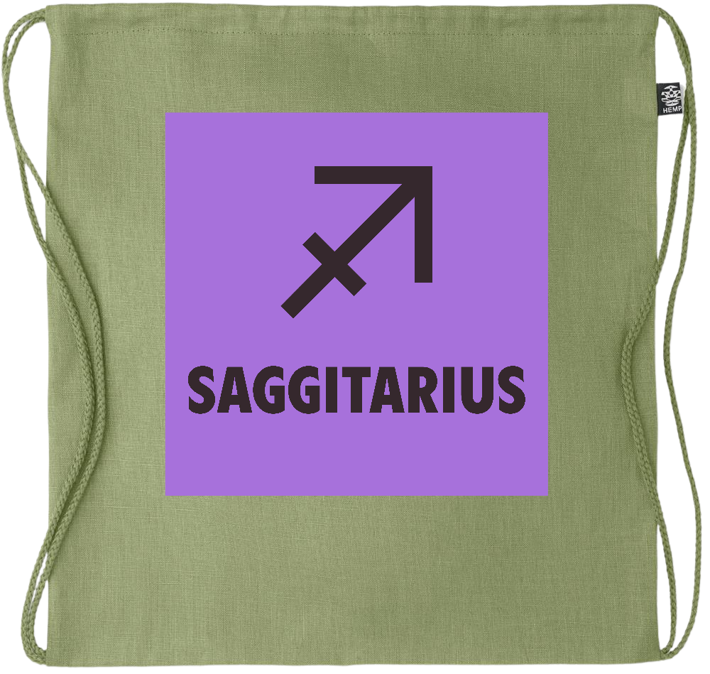 Zodiac Saggitarius Design - Premium hemp drawstring bag_GREEN_front