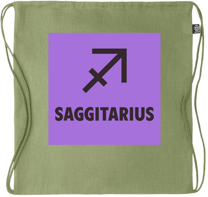 Zodiac Saggitarius Design - Premium hemp drawstring bag_GREEN_front