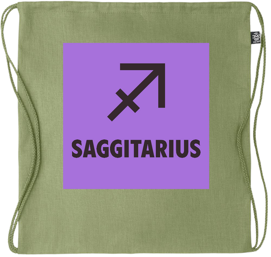 Zodiac Saggitarius Design - Premium hemp drawstring bag_GREEN_front